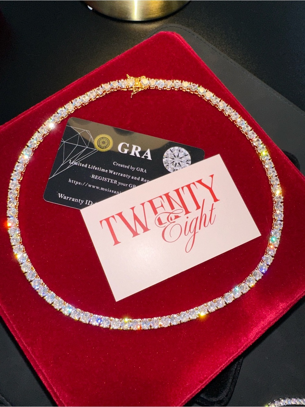 GRA Certified Moissanite Tennis Necklace 4mm | 925 Sterling Silver Gold Plated